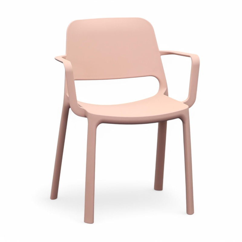 Image of Bistro stacking chairs Bralco LOTUS Pink with fixed armrests, Very good - Perfect for comfortable sitting