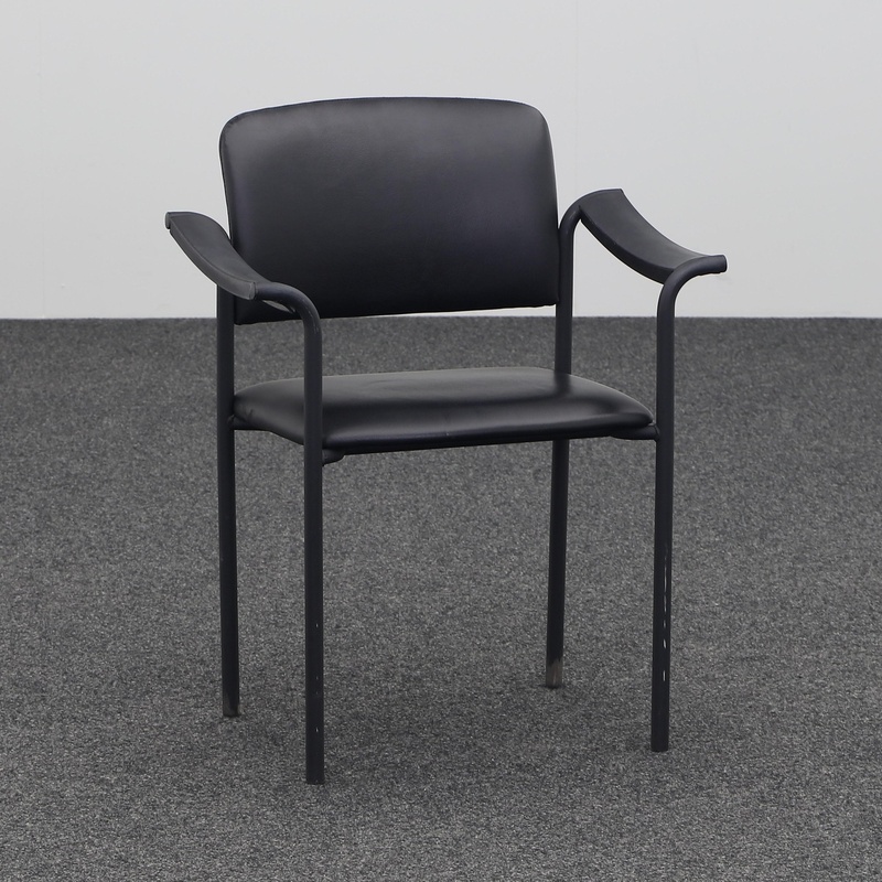 Image of 4-leg chairs J A Milton Upholstery Black with fixed armrests, Normal used - Perfect for office and reception