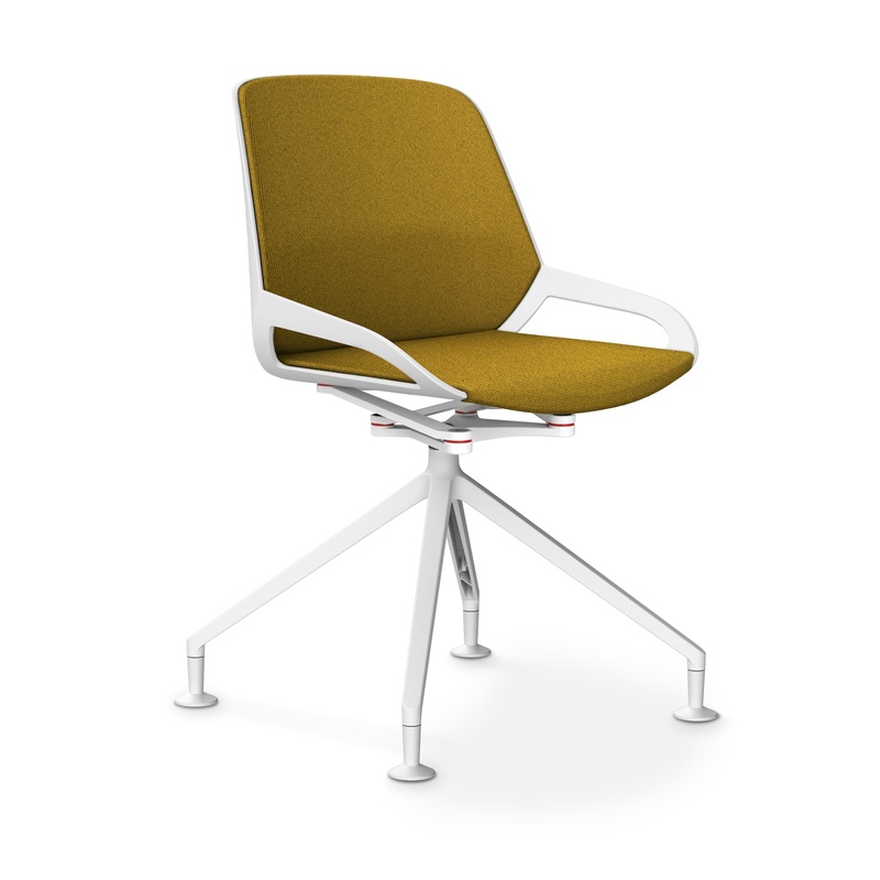 Image of Aeris Numo Comfort conference chair Yellow/White without armrests, New - Perfect for office and reception