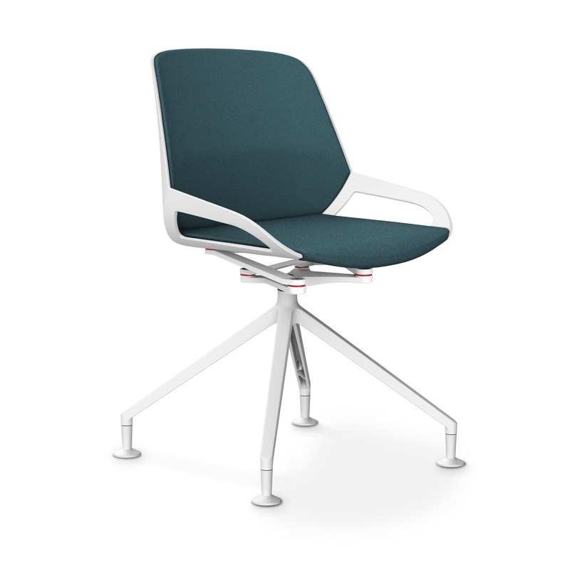 Image of Aeris Numo Comfort conference chair Blue/White without armrests, New - Perfect for office and reception