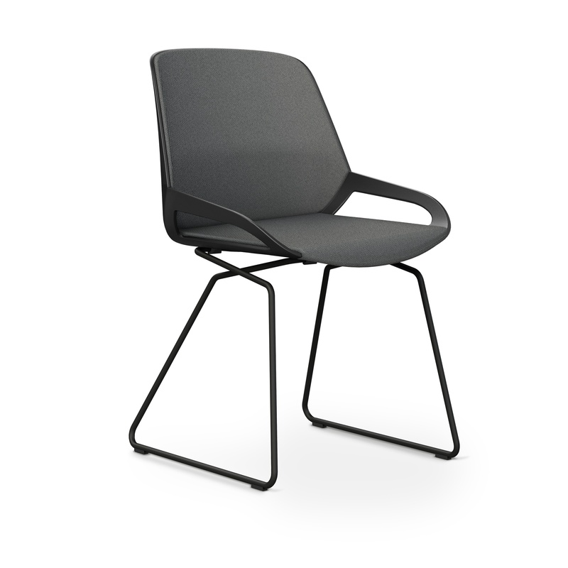 Image of Skid-base chair Aeris Numo Comfort Gray/Black without armrests, New - Comfortable seating