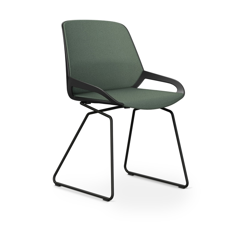 Image of Skid-base chair Aeris Numo Comfort Light green/Black without armrests, New - Comfortable seating