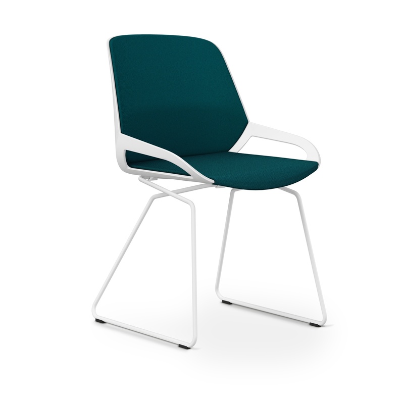 Image of Skid-base chair Aeris Numo Comfort Petrol/White without armrests, New - Comfortable seating