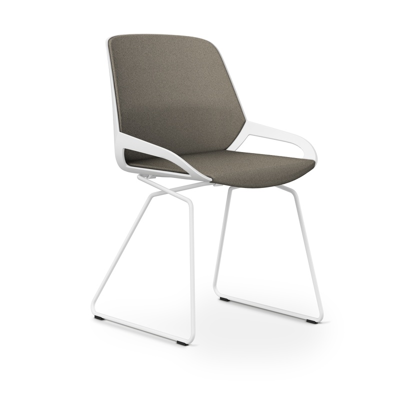 Image of Skid-base chair Aeris Numo Comfort Beige/White without armrests, New - Comfortable seating