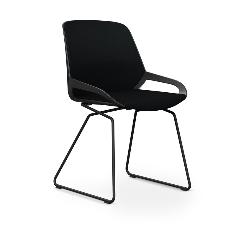 Image of Skid-base chair Aeris Numo Comfort Black/Black without armrests, New - Comfortable seating