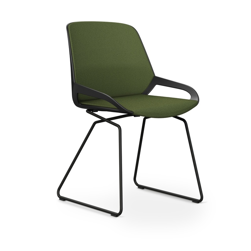 Image of Skid-base chair Aeris Numo Comfort Green/Black without armrests, New - Comfortable seating