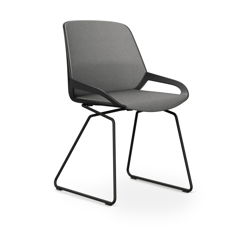 Image of Skid-base chair Aeris Numo Comfort Light grey/Black without armrests, New - Comfortable seating