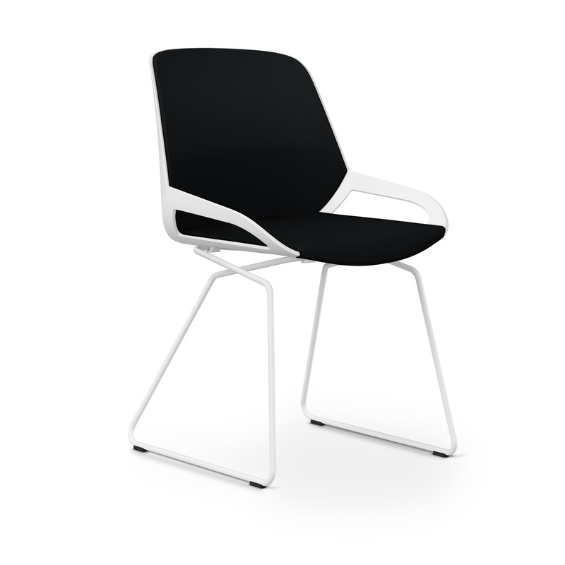Image of Skid-base chair Aeris Numo Comfort Black/White without armrests, New - Comfortable seating