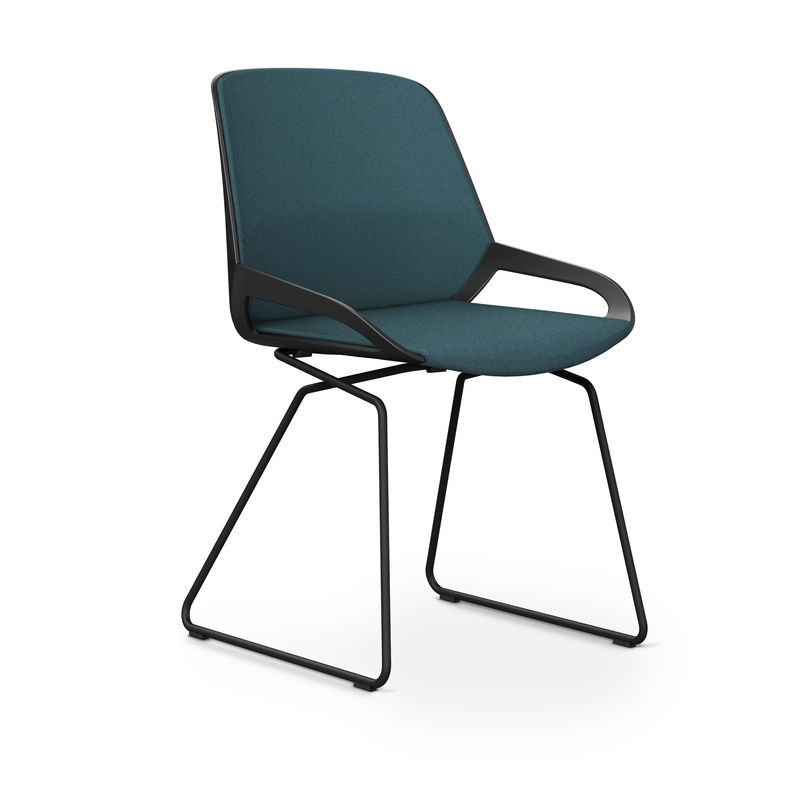 Image of Skid-base chair Aeris Numo Comfort Blue/Black without armrests, New - Comfortable seating