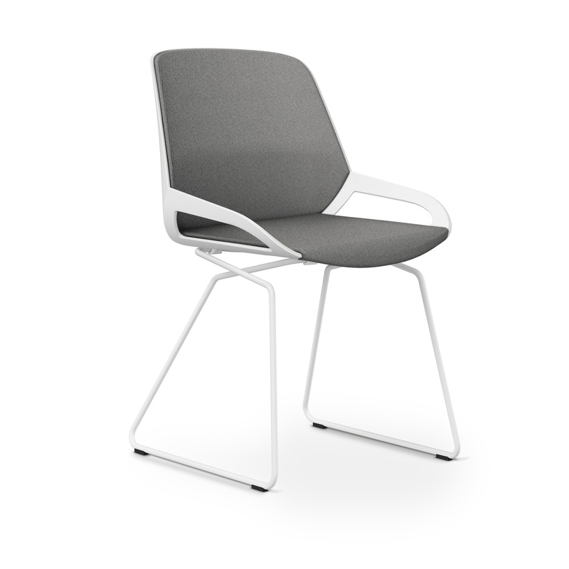 Image of Skid-base chair Aeris Numo Comfort Light grey/White without armrests, New - Comfortable seating