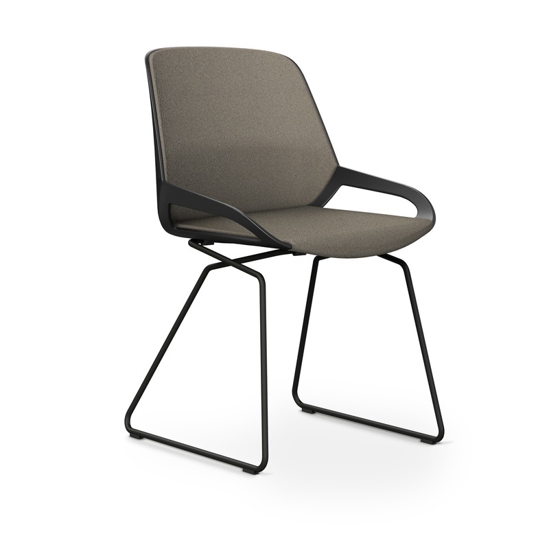 Image of Skid-base chair Aeris Numo Comfort Beige/Black without armrests, New - Comfortable seating