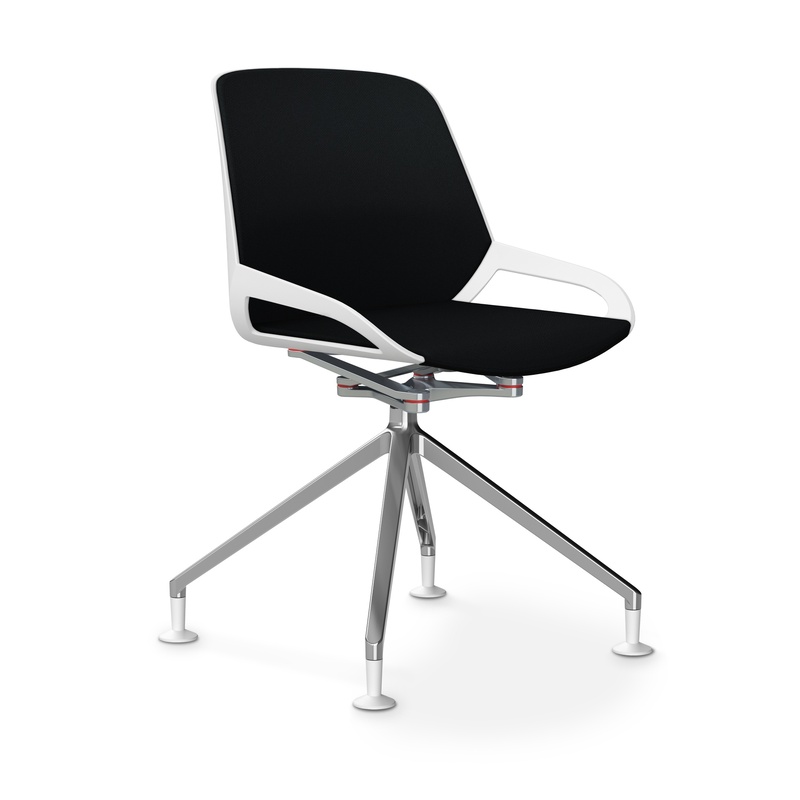 Image of Aeris Numo Comfort conference chair Black/White / chrome without armrests, New - Perfect for office and reception