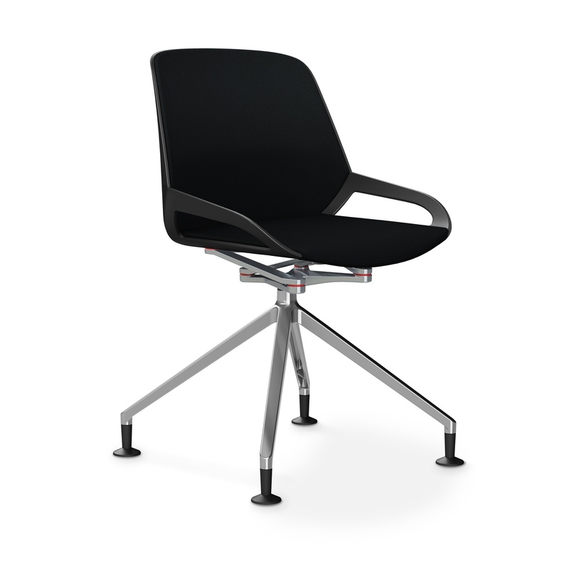 Image of Aeris Numo Comfort conference chair Black/Black / chrome without armrests, New - Perfect for office and reception