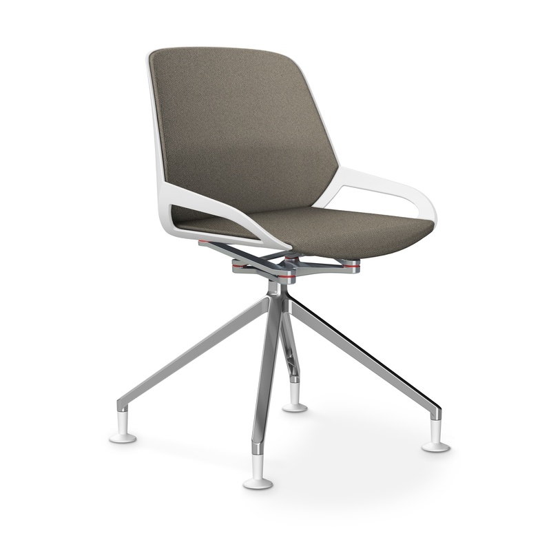 Image of Aeris Numo Comfort conference chair Beige/White / chrome without armrests, New - Perfect for office and reception