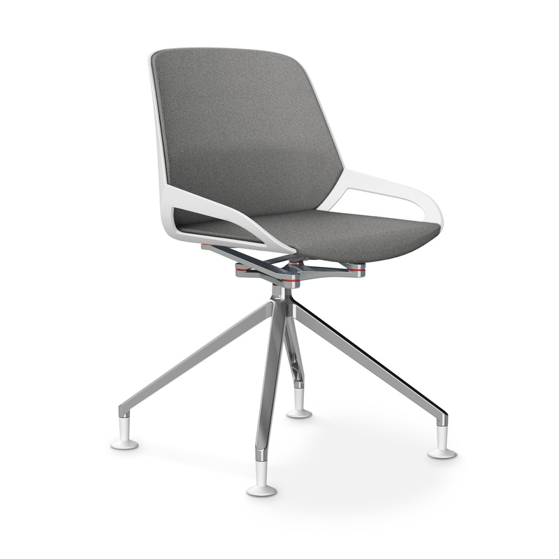 Image of Aeris Numo Comfort conference chair Light grey/White / chrome without armrests, New - Perfect for office and reception