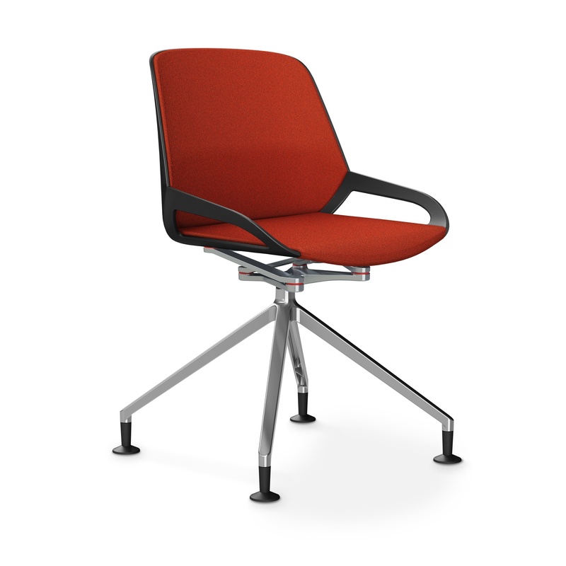 Image of Aeris Numo Comfort conference chair Orange/Black / chrome without armrests, New - Perfect for office and reception