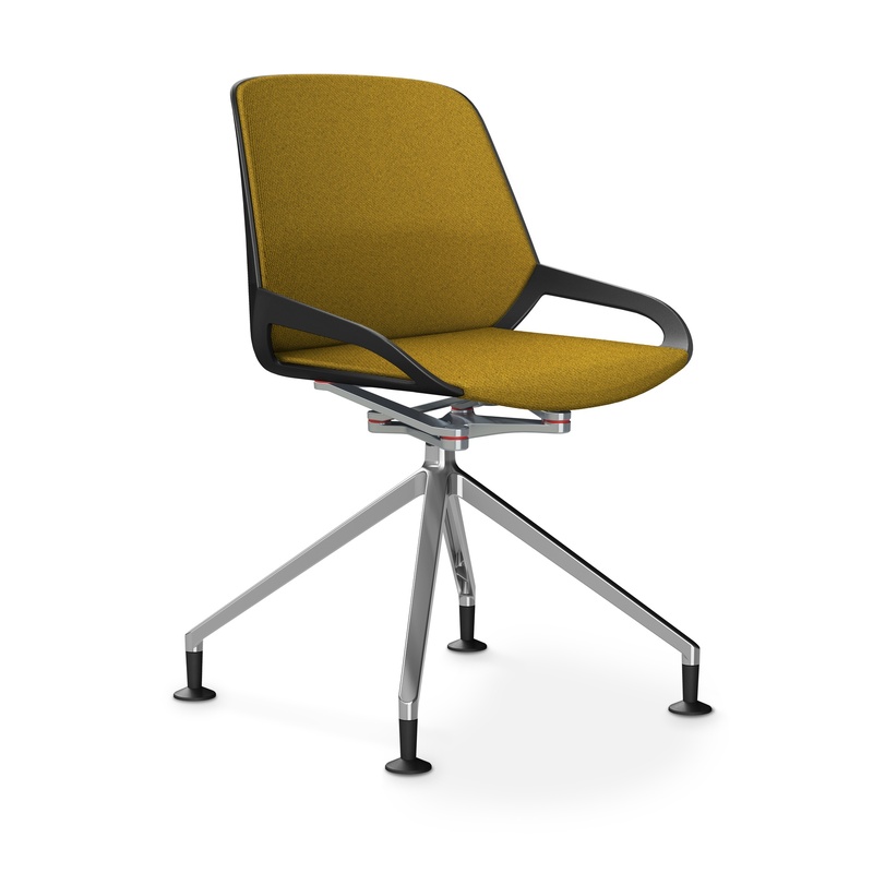 Image of Aeris Numo Comfort conference chair Yellow/Black / chrome without armrests, New - Perfect for office and reception