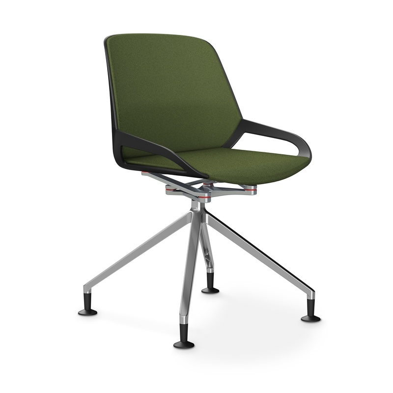 Image of Aeris Numo Comfort conference chair Green/Black / chrome without armrests, New - Perfect for office and reception