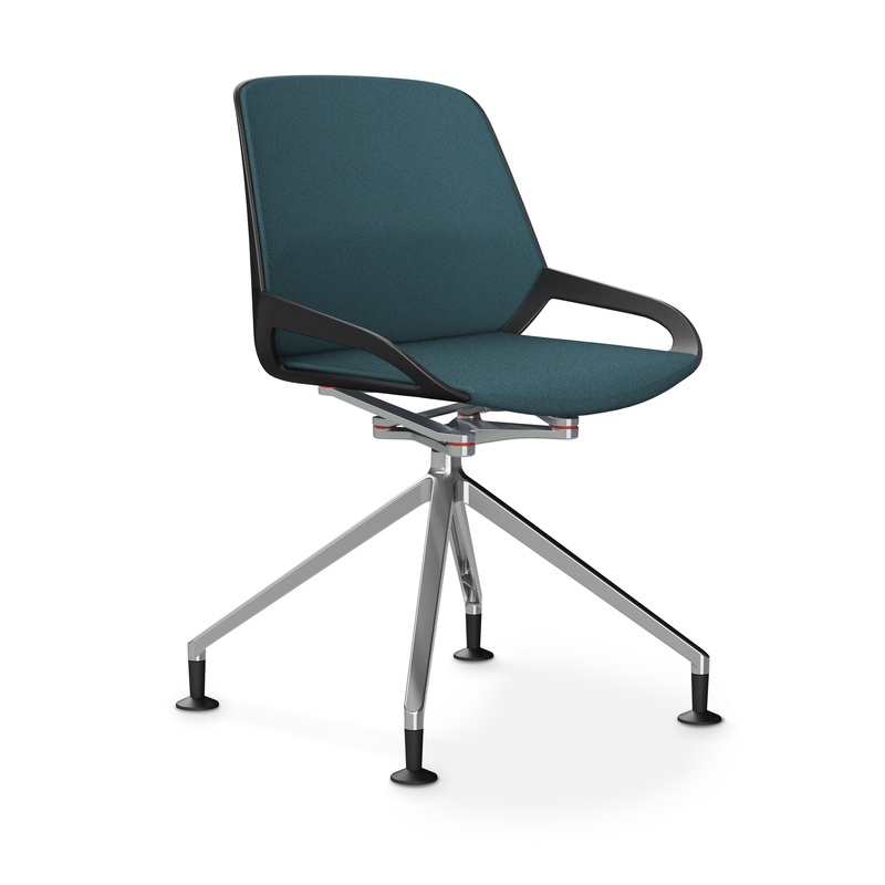 Image of Aeris Numo Comfort conference chair Blue/Black / chrome without armrests, New - Perfect for office and reception
