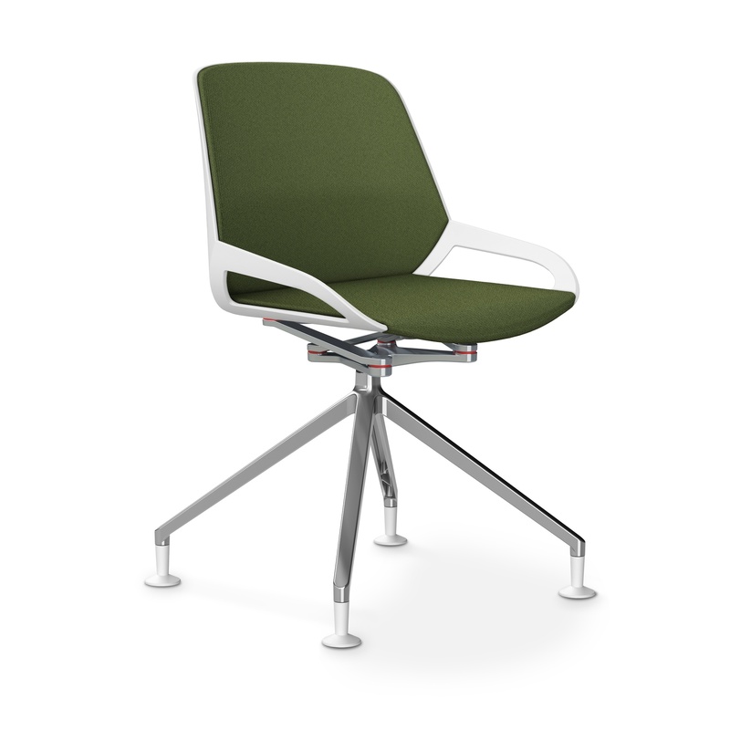 Image of Aeris Numo Comfort conference chair Green/White / chrome without armrests, New - Perfect for office and reception
