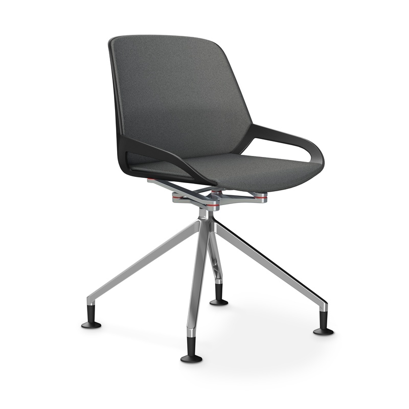 Image of Aeris Numo Comfort conference chair Gray/Black / chrome without armrests, New - Perfect for office and reception