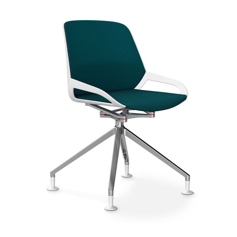 Image of Aeris Numo Comfort conference chair Petrol/White / chrome without armrests, New - Perfect for office and reception