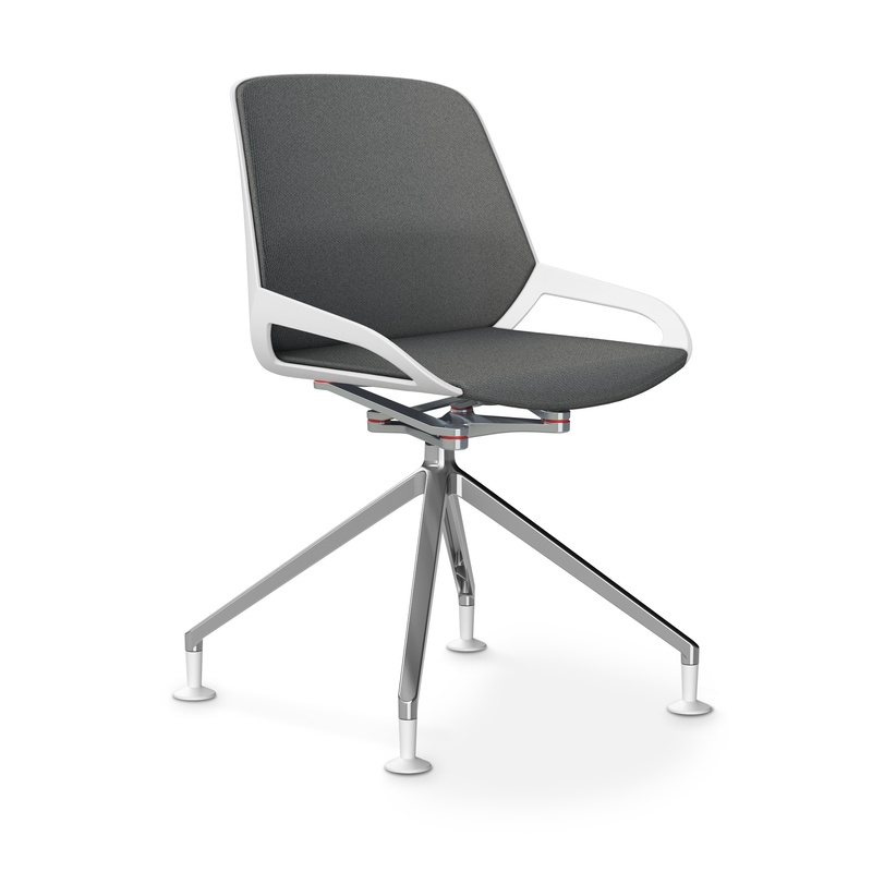 Image of Aeris Numo Comfort conference chair Gray/White / chrome without armrests, New - Perfect for office and reception