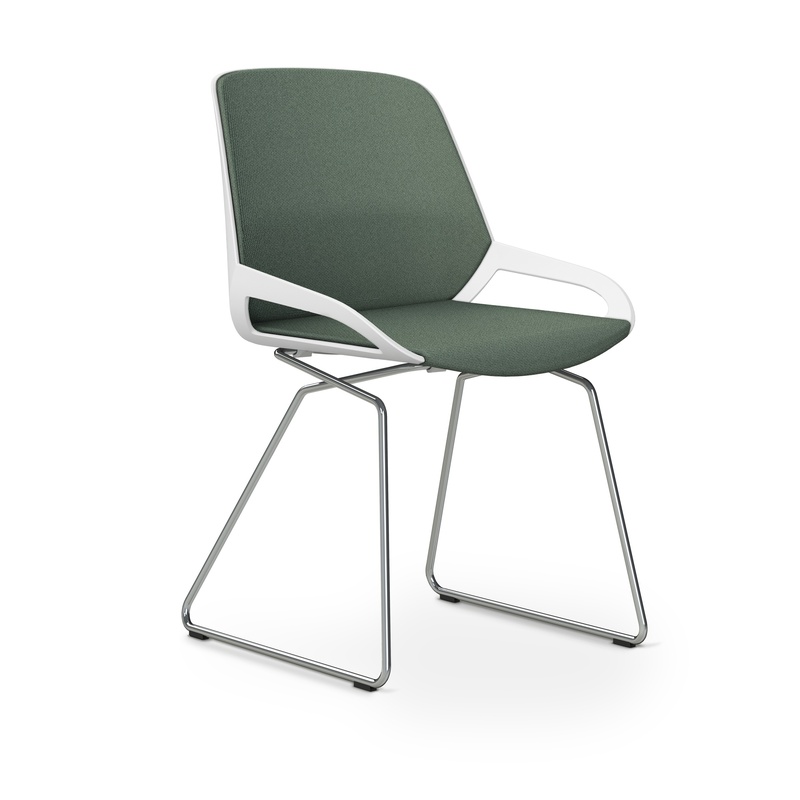 Image of Skid-base chair Aeris Numo Comfort Light green/White / chrome without armrests, New - Comfortable seating
