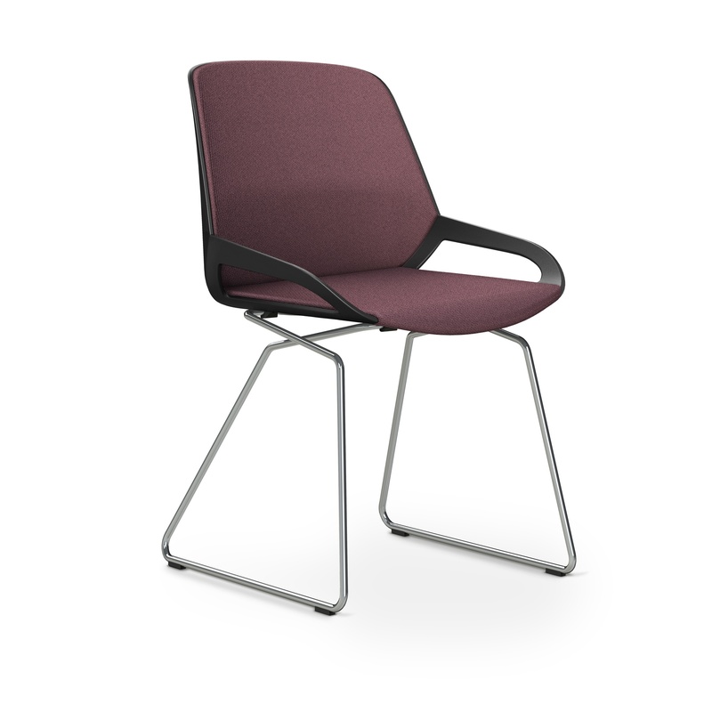 Image of Skid-base chair Aeris Numo Comfort Light violet/Black / chrome without armrests, New - Comfortable seating