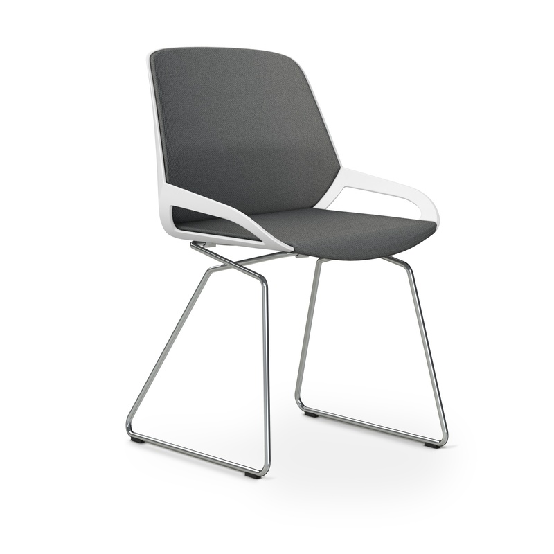 Image of Skid-base chair Aeris Numo Comfort Gray/White / chrome without armrests, New - Comfortable seating