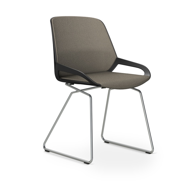 Image of Skid-base chair Aeris Numo Comfort Beige/Black / chrome without armrests, New - Comfortable seating
