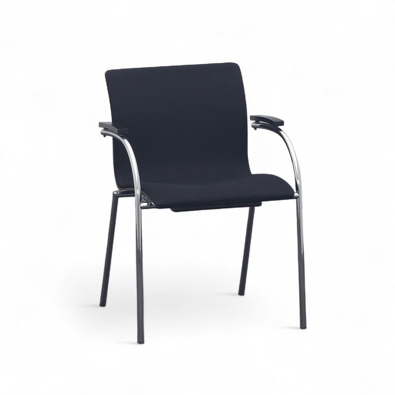 Image of Sedus no limits conference chair Black/Chrome-plated with fixed armrests, Normal used - Perfect for office and reception