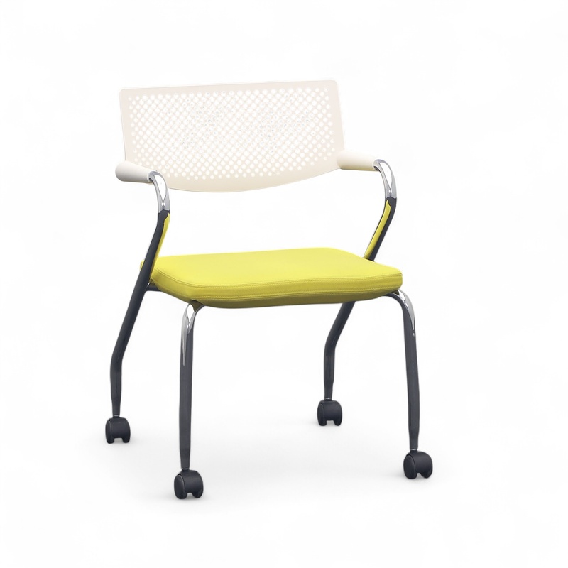 Image of Conference chair on castors Vitra Visaroll Yellow with fixed armrests, Normal used - Perfect for office and reception