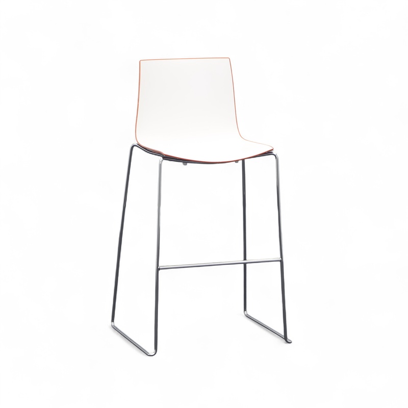 Image of Bar stool Arper Catifa 46, Orange/Chrome-plated without armrests, Normal used, Counter stool - Practical & comfortable
