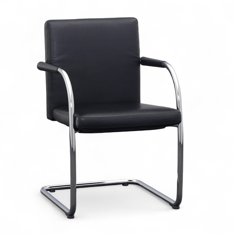 Image of Cantilever Vitra Visasoft Black with ring armrests, Free swinging, Good - Perfect for visitors and guests