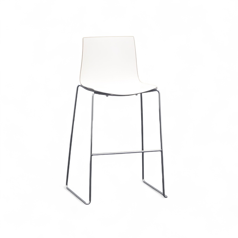 Image of Bar stool Arper Catifa 46, Beige/Chrome-plated without armrests, Good, Counter stool - Practical & comfortable