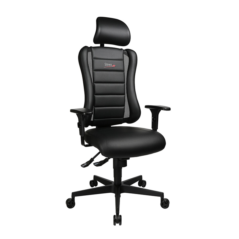 Image of Office chair Topstar Sitness Racer RS with 1D armrests, Black/Black, New, Ergonomic chair - ideal for flexible working