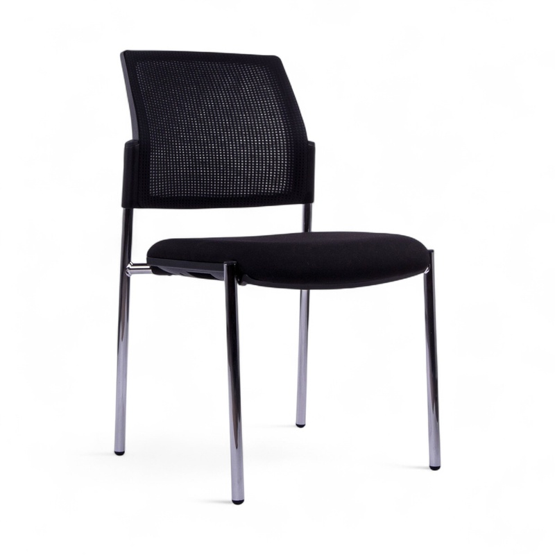 Image of 4-leg chair Chairzone Self One Visit 10 Black/Chrome-plated without armrests, Very good - Perfect for office and reception