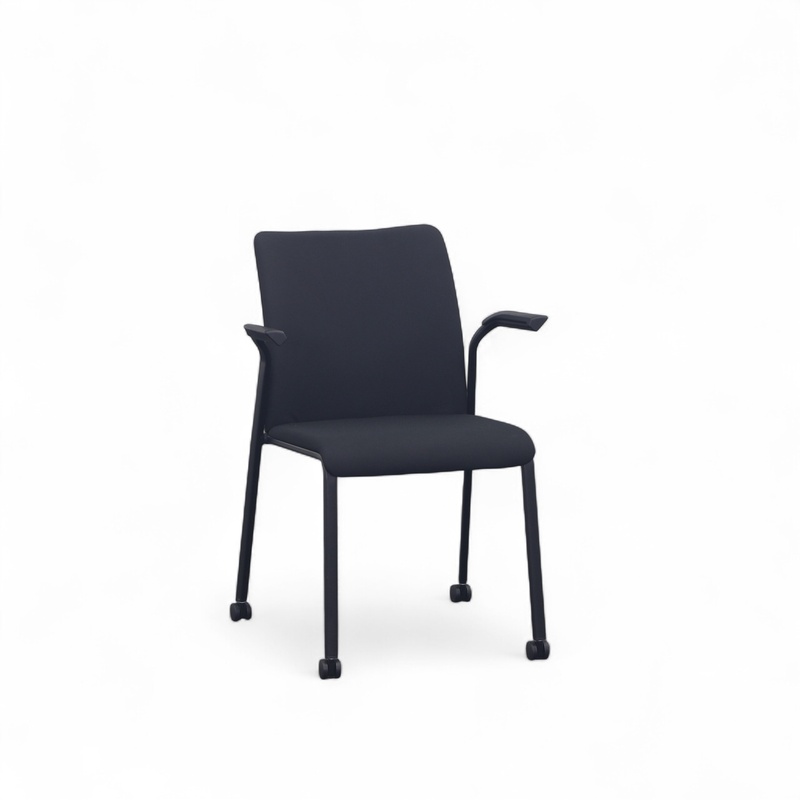 Image of Steelcase Eastside conference chair Black/Black with fixed armrests, Good - Perfect for office and reception