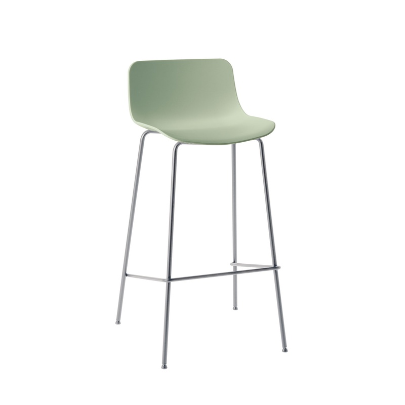 Image of Bar stool Milani Stay, Green/Chrome-plated without armrests, New, Counter stool - Practical & comfortable