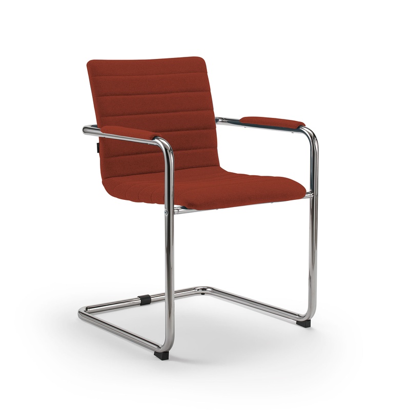 Image of Cantilever Milani Smart Dark orange/Chrome-plated with fixed armrests, Free swinging, New - Perfect for visitors and guests