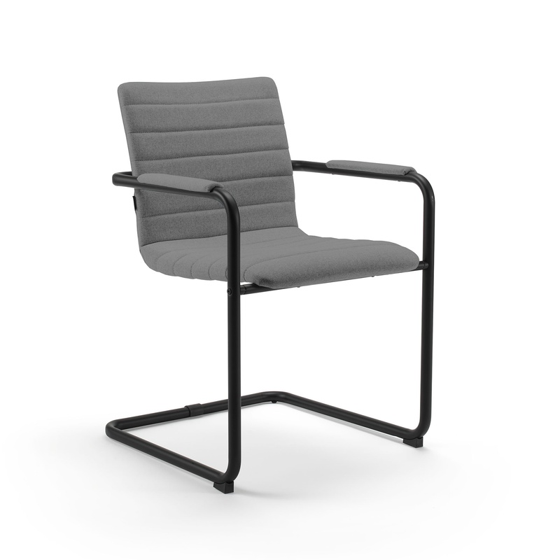 Image of Cantilever Milani Smart Dark grey/Black with fixed armrests, Free swinging, New - Perfect for visitors and guests