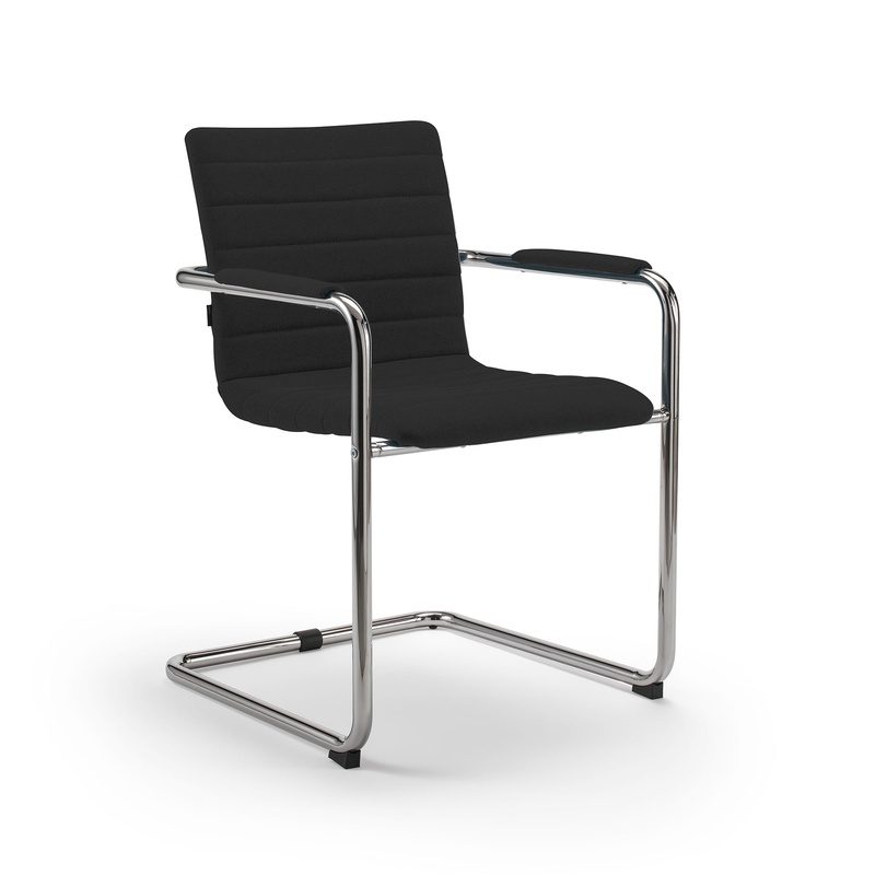 Image of Cantilever Milani Smart Black/Chrome-plated with fixed armrests, Free swinging, New - Perfect for visitors and guests