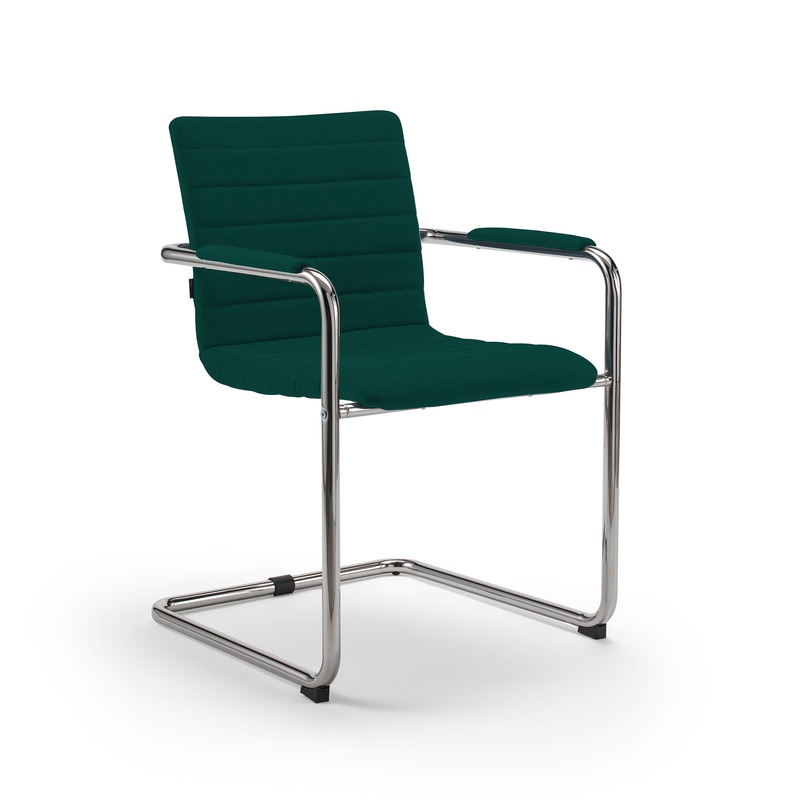 Image of Cantilever Milani Smart Dark green/Chrome-plated with fixed armrests, Free swinging, New - Perfect for visitors and guests