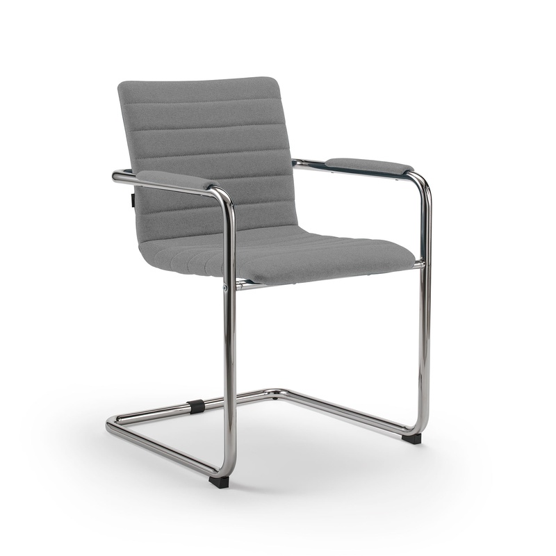 Image of Cantilever Milani Smart Dark grey/Chrome-plated with fixed armrests, Free swinging, New - Perfect for visitors and guests