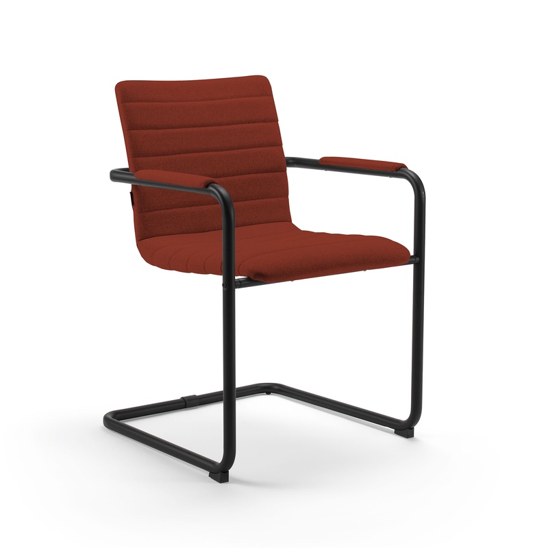 Image of Cantilever Milani Smart Dark orange/Black with fixed armrests, Free swinging, New - Perfect for visitors and guests
