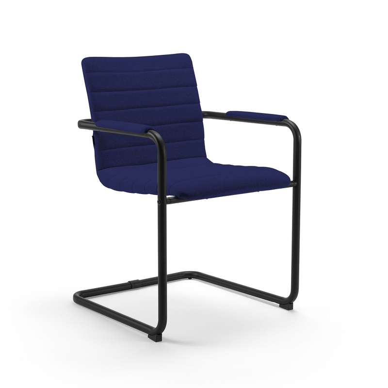Image of Cantilever Milani Smart Dark blue/Black with fixed armrests, Free swinging, New - Perfect for visitors and guests