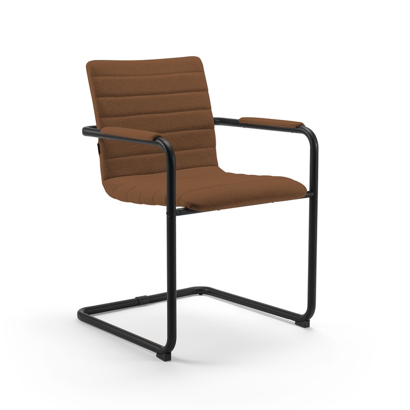 Image of Cantilever Milani Smart Brown/Black with fixed armrests, Free swinging, New - Perfect for visitors and guests