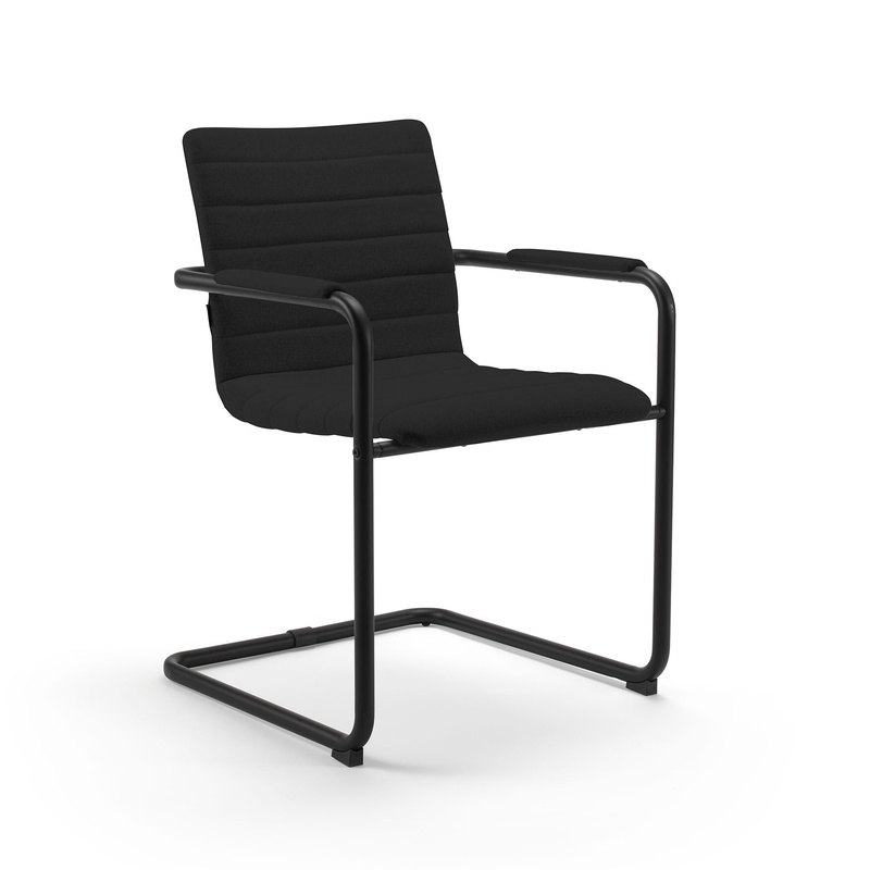 Image of Cantilever Milani Smart Black/Black with fixed armrests, Free swinging, New - Perfect for visitors and guests