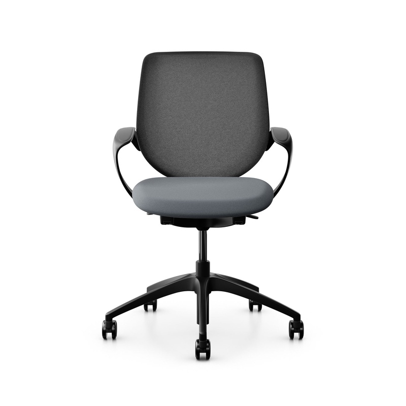 Image of Swivel chair backrest configurable Giroflex 313 with mesh backrest, with fixed armrests Gray/Black, New
